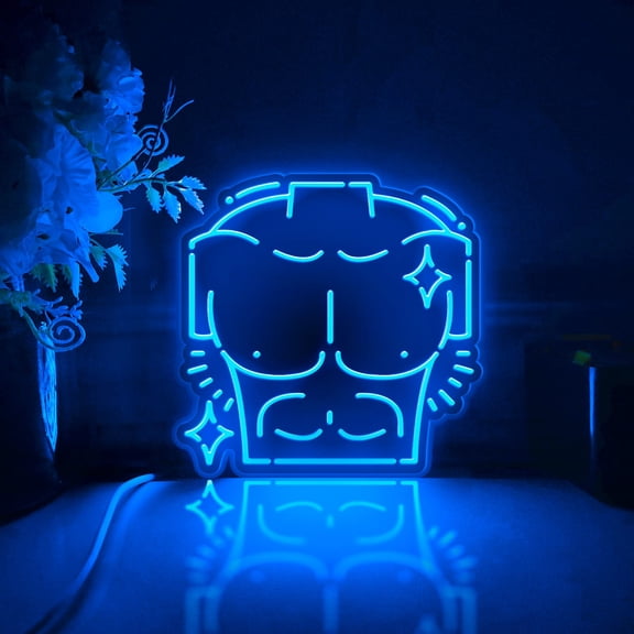 Chest Muscle Led Light Box, Dimmable Neon-Like Light Signs USB Power for Wall Decor Bedroom Decoration, RGB Light (WxH) 16"x15"