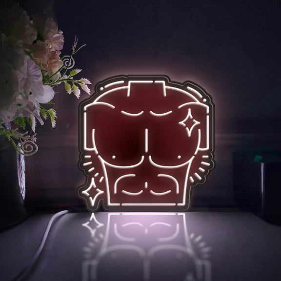 Chest Muscle Led Light Box, Dimmable Neon-Like Light Signs USB Power for Wall Decor Bedroom Decoration, Static Light (WxH) 11"x11"