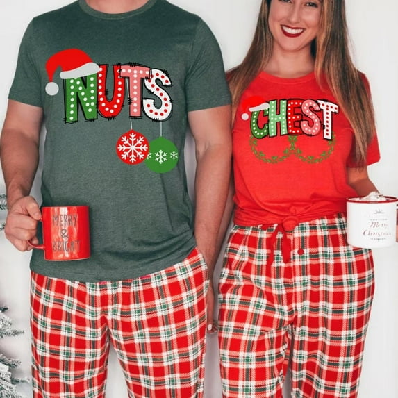Chest Nuts Couples Christmas Shirts, Funny Christmas Shirt, Couples Matching Shirts, Matching Christmas Shirt, Boyfriend Christmas Gift, Kid, Adult Size, Juvora Life