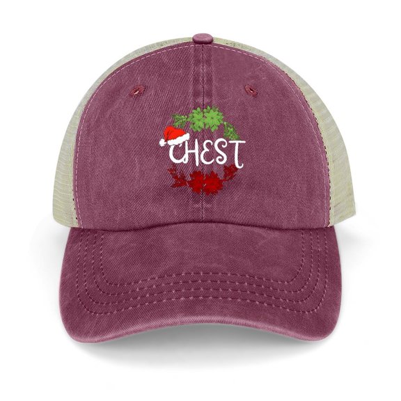 Chest Nuts Wine Red Hat Adjustable Funny Fashion Unisex Baseball Cap for Men Women