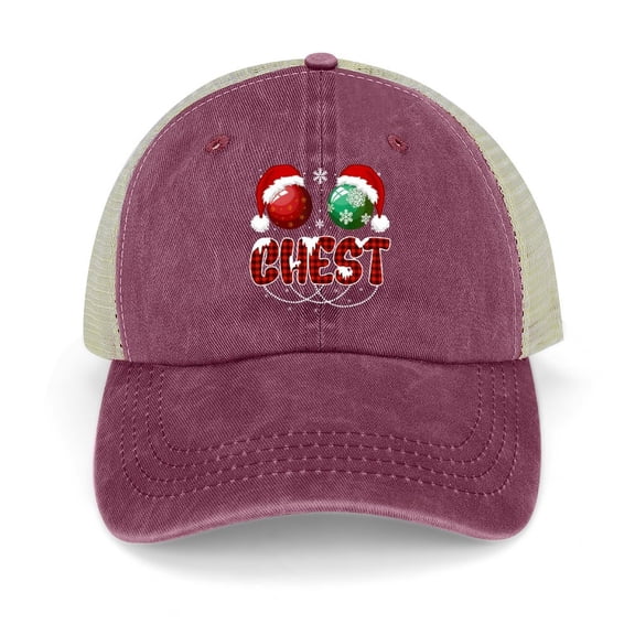 Chest Nuts Wine Red Hat Adjustable Funny Fashion Unisex Baseball Cap for Men Women