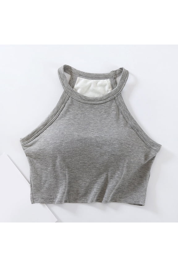 The With Chest Pad Hanging Neck Sling Navel Vest Female Bra With Short Bottoming Coat. Camisoles with Shelf Bra Women's Camisole Tops Shelf Bra Silk Forever21 plus Size Womens Lace Tops Loose Fit Tops