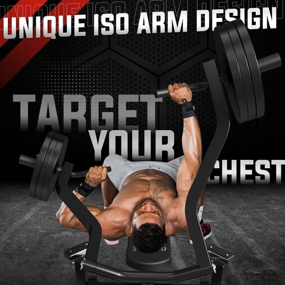 Chest Press Machine, 1250LBS Capacity with Independent Converging Arms, Adjustable Flat Incline Fitness Bench for Home Gym