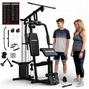 Syedee Multifunctional Home Gym System, Home Gym Station with 105LBS Weight Stack, All in One Workout Machine for Full Body Strength Training