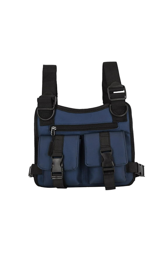 Chest Rig Bag Functional Waist Bag Oxford Cloth for Men Women Cycling Hiking Blue