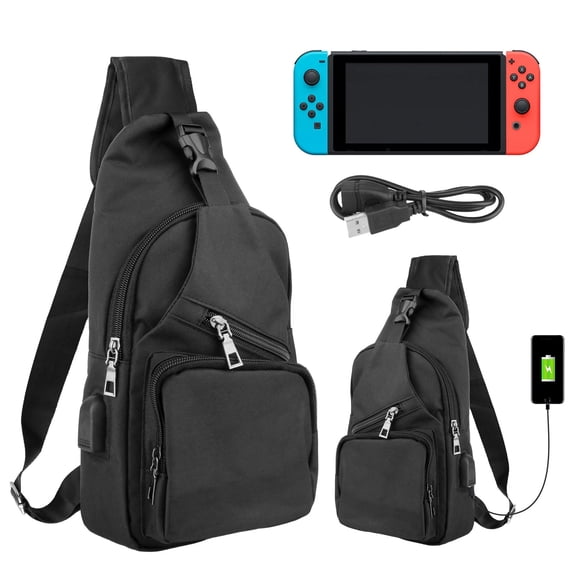 Chest Shoulder Backpack Fit for Nintendo Switch and Switch Lite, Crossbody Travel Bag, Protective Carrying Case Bag
