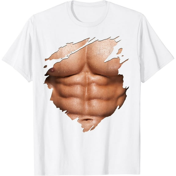 Chest Six Pack Abs Muscles Bodybuilder T-Shirt100% cotton