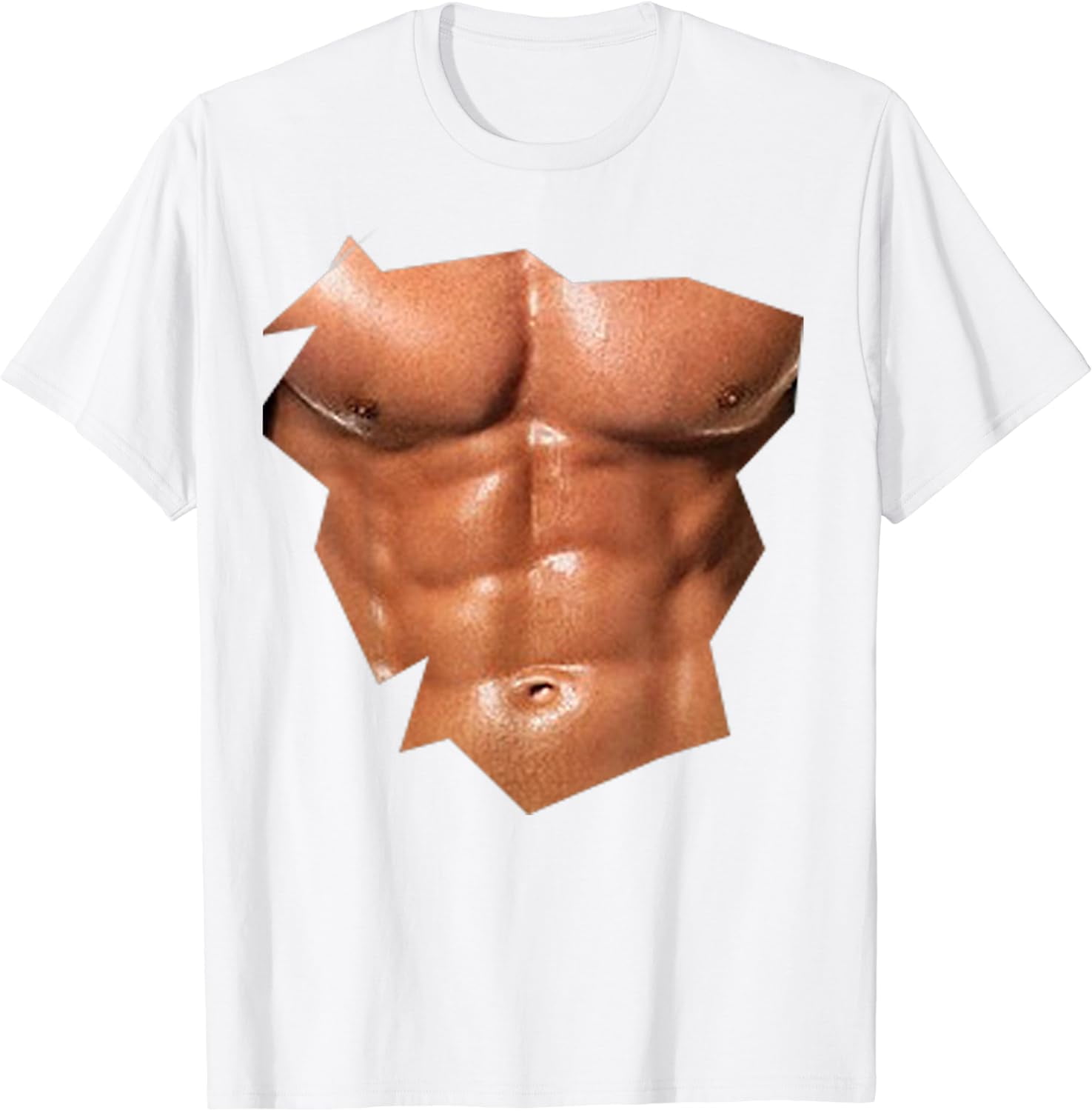  Funny Fake Six Pack Abs T-Shirt Big Muscle Chest