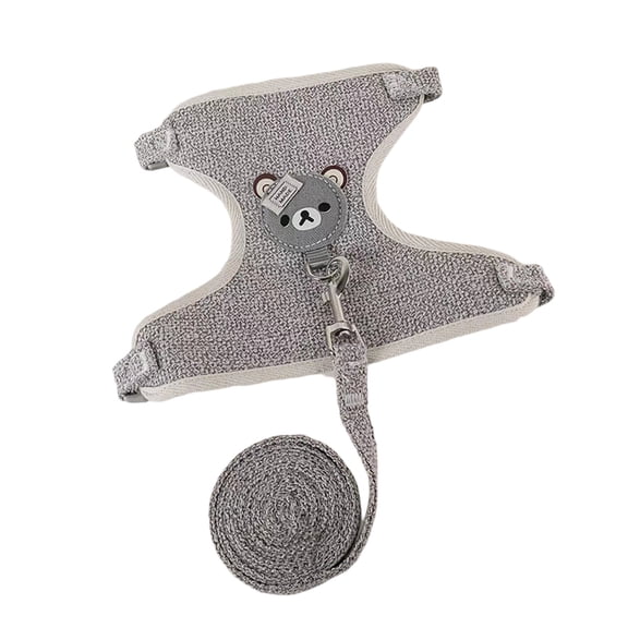 Chest Strap Harness for Small Dog Cat Rabbit Teacup Leash Set Lightweight Chest Back Strap for Outdoor Walks Adjustable Harness, 20-26 cm, Grey