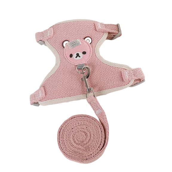 Chest Strap Harness for Small Dog Cat Rabbit Teacup Leash Set Lightweight Chest Back Strap for Outdoor Walks Adjustable Harness, 20-26 cm, Pink