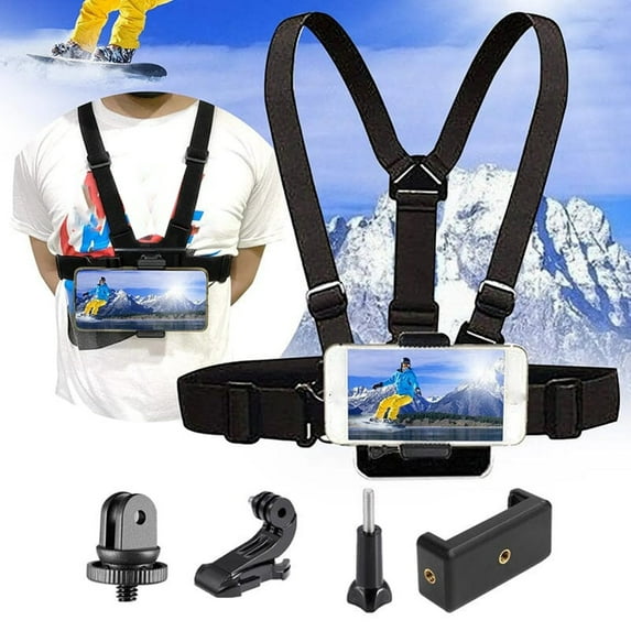 Chest Strap Mobile Phone Holder, Adjustable Fit, Non-Slip Pads, First-Person Cycling Photography, Quick Release Design