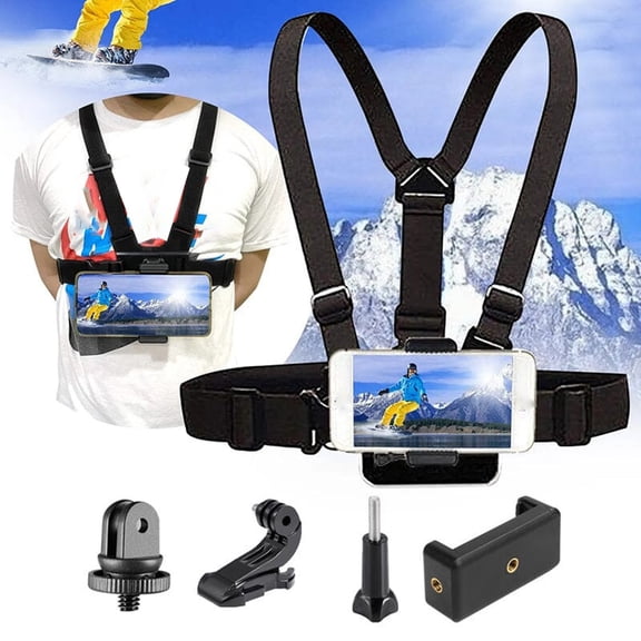 Chest Strap Mobile Phone Holder, First-Person Perspective Cycling Photography Mount, Adjustable Phone Strap for Cycling, HikingHands-Free Photo/Video Taking