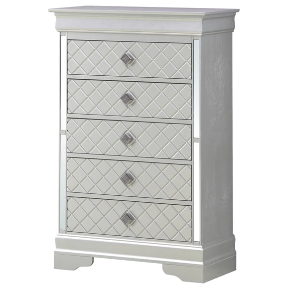 Chest | Suitable for various storage needs in bedrooms | Particle board with chrome and crystal accents | Dovetailed drawers and metal guides