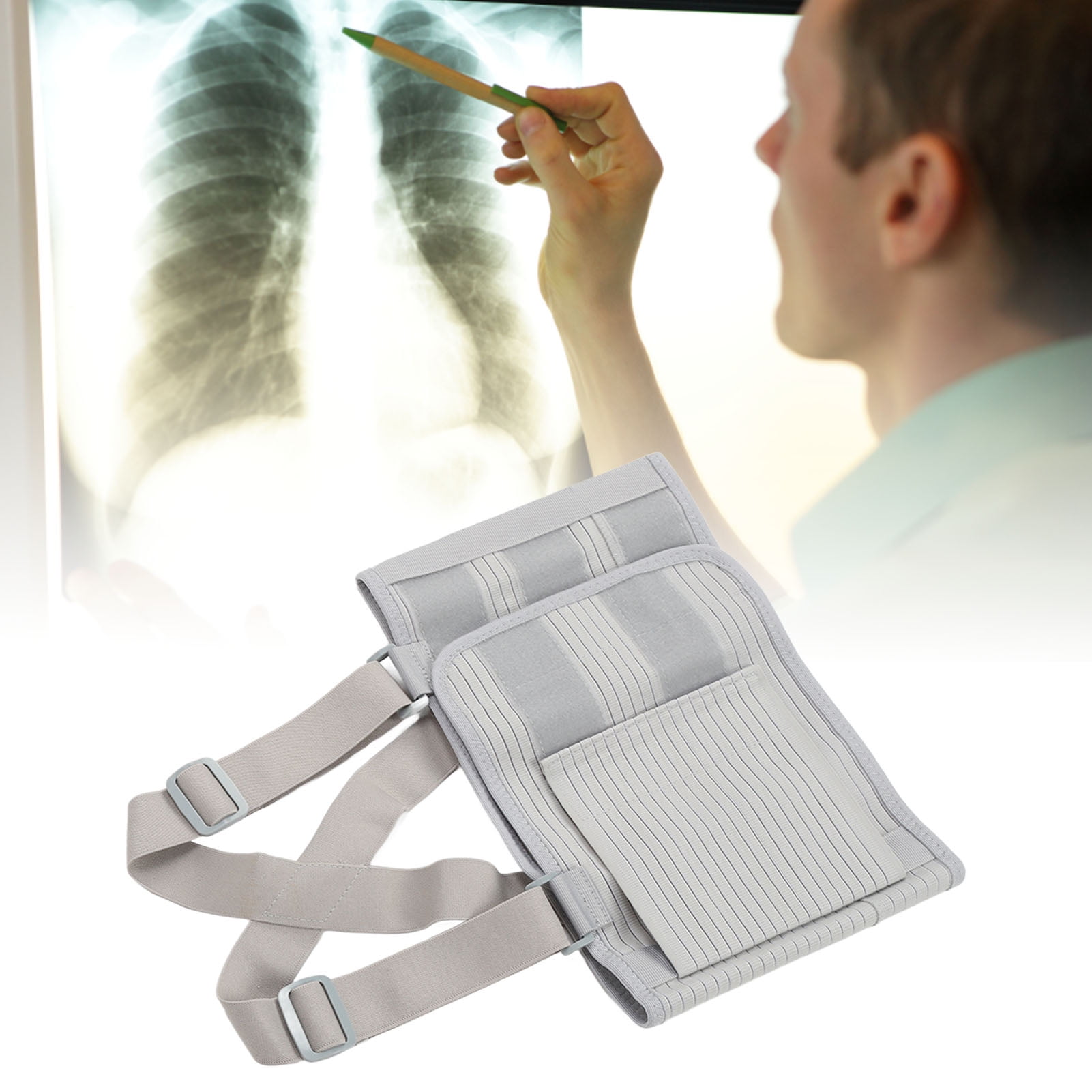 Chest Support Brace, Lightweight Hook Breathable Rib Brace For Thoracic