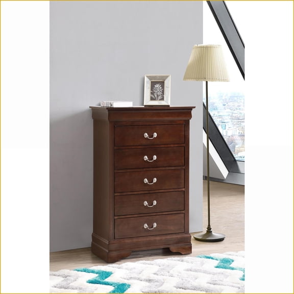 Chest, Traditional Style with Carved Base & Dovetailed Drawers | Cappuccino | Particle Board