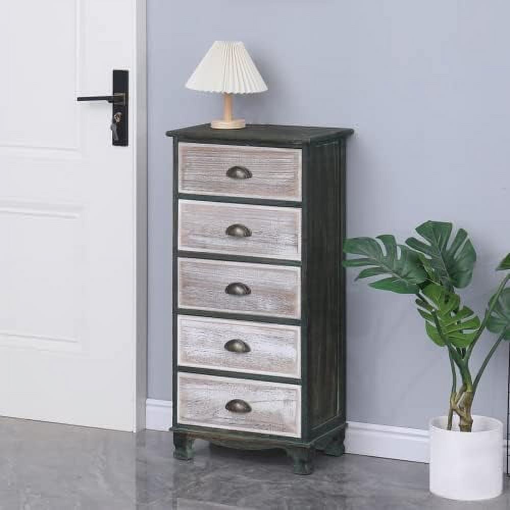 Chest of Drawers 5 Drawer Dresser Wood Vertical Organizer Unit