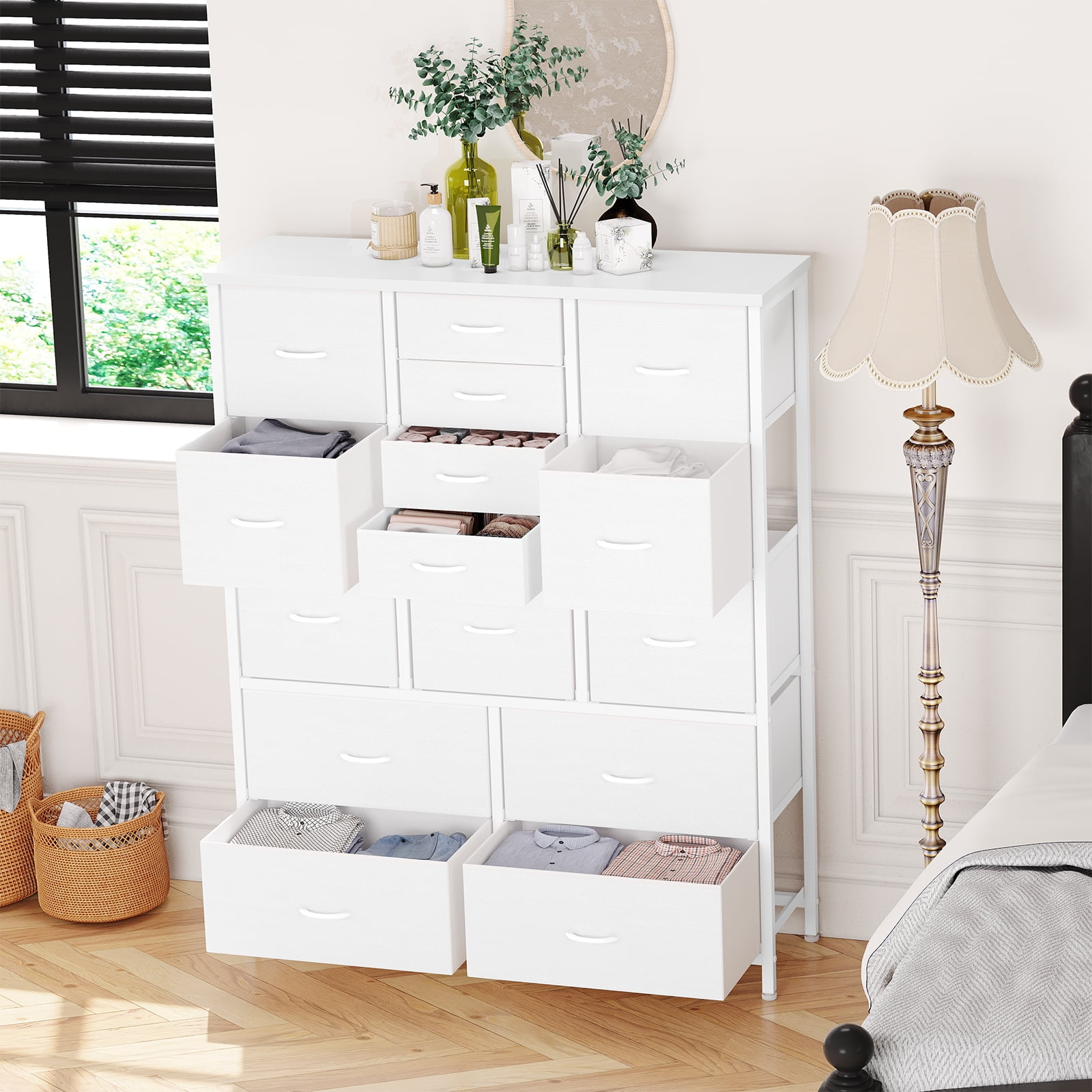 Chest of Drawers, Multifuncational Tall Dresser Cabinet for Bedroom ...