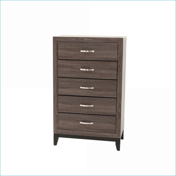 Chest of Drawers Rustic Grey Oak 5-Drawer Storage 31x16x50 | Gray | Particle Board+MDF,Solid Wood