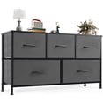 thumbnail image 1 of Chest of Drawers with Fabric Bins, Organizer Storage 5, Long Dresser with Wood Top for Bedroom, Closet, Entryway, Gray, 1 of 8