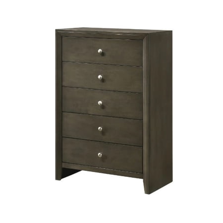 Chest with 9 Drawers and Panel Base Support, Gray - Saltoro Sherpi