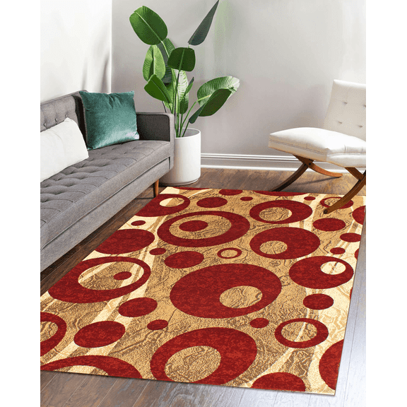 Chester Abstract Red/Brown Area Rug