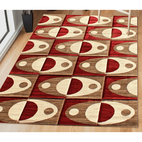 Chester Abstract Red/Brown Area Rug