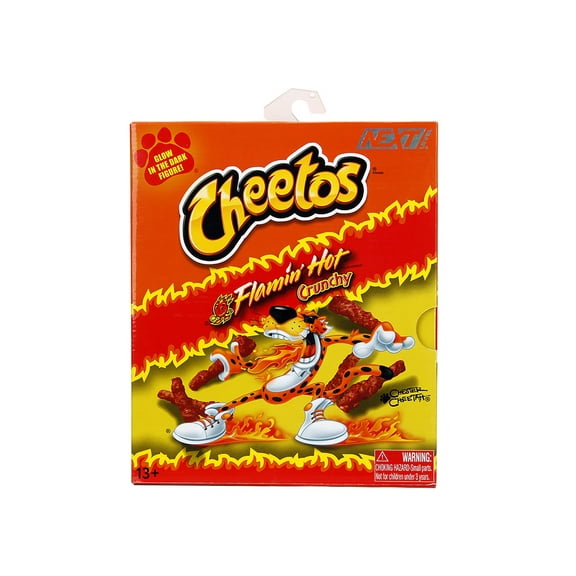 Chester Cheetah 5.5" Glow-in-the-Dark Figure with Accessories and Alternate Head and Hands "Flamin' Hot Cheetos Crunchy" Model by Jada