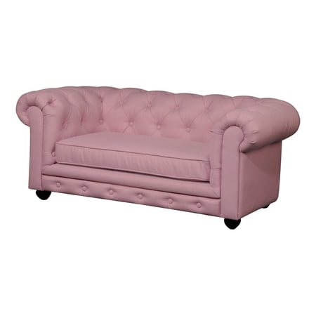 American Home Classic Chester 11" Fabric Upholstered Children's Sofa in Pink