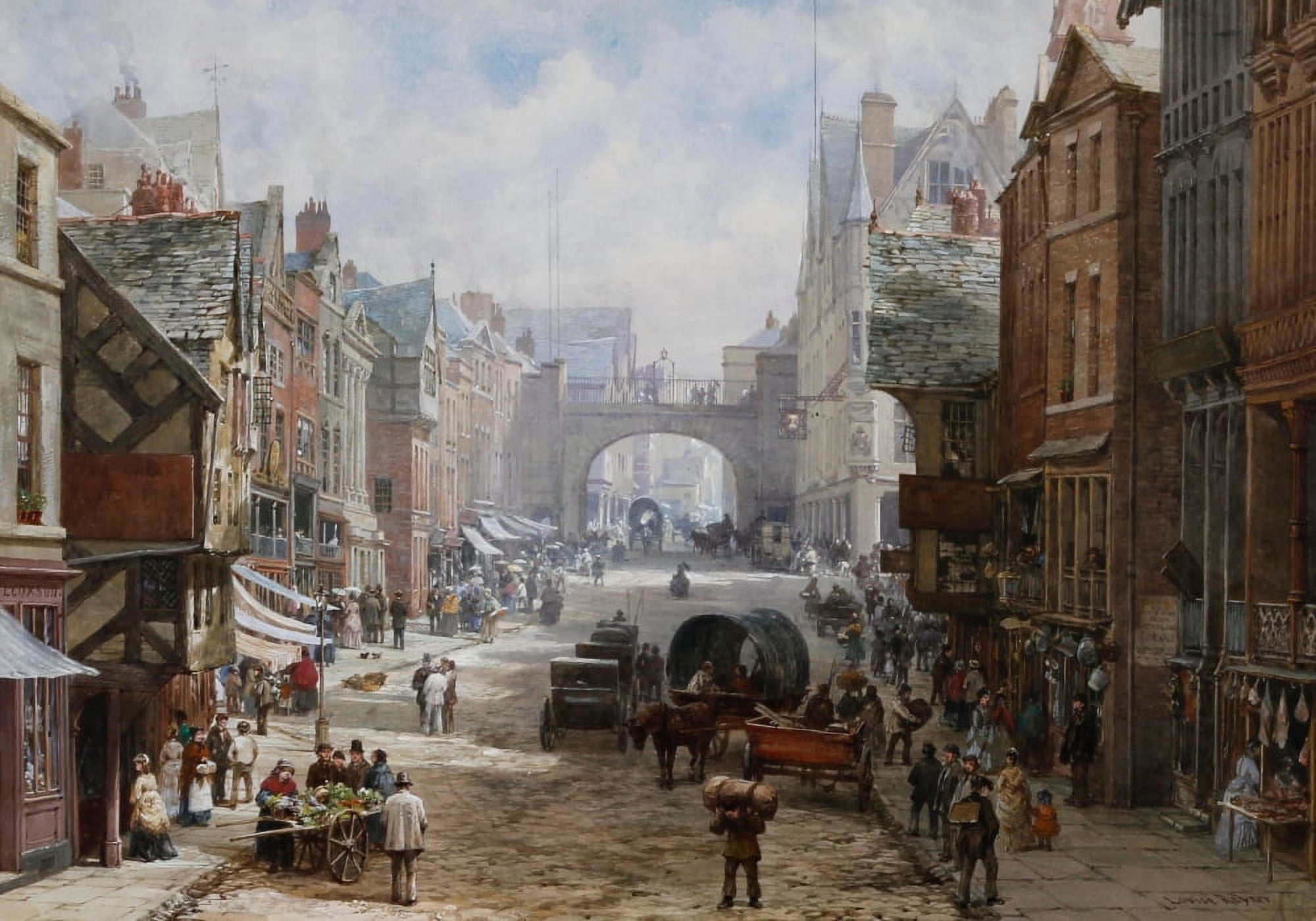 Chester Eastgate Street Canvas Art - Louise Rayner (18 x 24)
