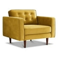 thumbnail image 1 of Chester Mid-Century Tufted Pillow Back Velvet Upholstered Arm Chair in Gold, 1 of 5