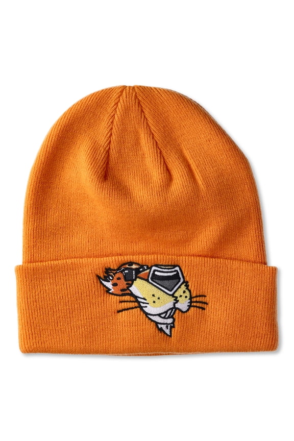 Cheetos Chester Cheetah Beanie Embroidered Character Design Fold Cuffed Knit Hat