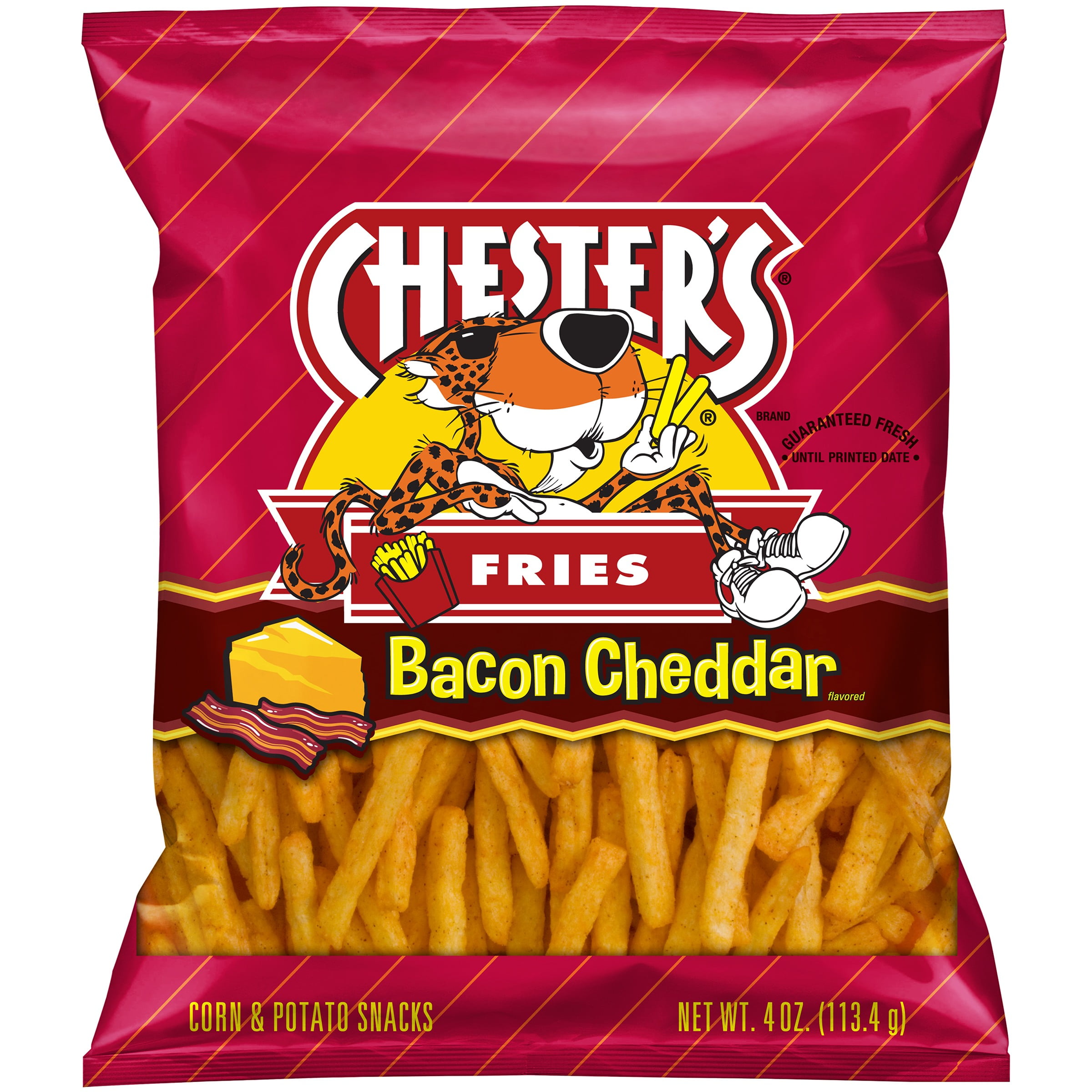 Chester's Fries Bacon Cheddar Flavored Corn & Potato Snacks 4 oz. Bag