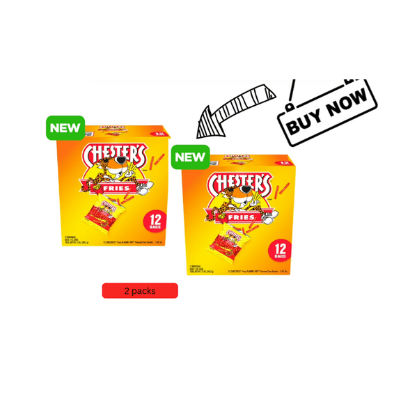 Chesters Fries Corn Snacks Flamin Hot Flavored, 1 oz Bags  12 Count, Pack of 2, Spicy Crunchy Snack Chips