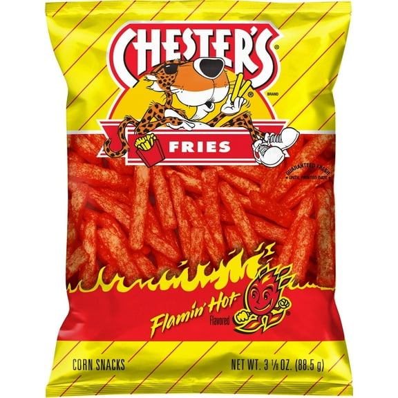 Chester's Fries Corn Snacks Flamin' Hot Flavored, 3.125 oz Bag