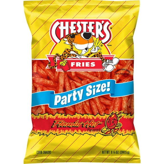 Chester's Fries Corn Snacks Flamin' Hot Flavored, 8.625 oz Party Size Bag-Pack Of 6