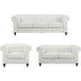 thumbnail image 1 of Chesterfield 3 Piece Living Room Sectional Sofa Set with Rolled Arms, Tufted Cushion Sofas for Living Room Set Includes Sofa, Loveseat Couch, Accent Arm Chair / Easy Tool-Free Assembly – White, 1 of 9