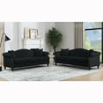 thumbnail image 1 of Chesterfield 3 Seater+3 Seater Sofa with 4 Pillows, Tufted Couch with Thick Seat Cushions and Gourd-Shaped Solid Wood Feet, Modern Velvet Upholstered Sofa with Rolled Arms and Nailhead, Black, 1 of 7