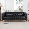 thumbnail image 1 of Chesterfield 3 Seater Couch,Retro Classic Faux Leather Sofa,Upholstered 3 Seater Sofa with Removable Cushions,Button Tufted Large Sofa with Metal Legs and Square Arms for Living Room Office,Black, 1 of 7
