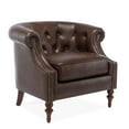 thumbnail image 1 of Chesterfield Brown Faux Leather Button Tufted Traditional Style Accent Chair, 1 of 15
