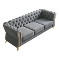 thumbnail image 1 of Chesterfield Button Tufted Velvet Sofa, 3 Seats Upholstered Couch With Gold Metal Legs For Living Room Office Apartment, 1 of 11