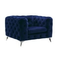 thumbnail image 1 of Benjara Chesterfield Design Fabric Chair w/ Track Arms & Angled Metal Legs-Blue, 1 of 4