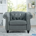 thumbnail image 1 of Chesterfield Faux Leather Sofa, 1 Seater Upholstered Tufted Single Couch with Removable Cushions Rubber Wood Legs for Living Room Bedroom Apartment, 1 of 14