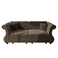 thumbnail image 1 of Chesterfield Pull Out Convertible Sofa Bed, Classic Flower Tufted Velvet Loveseat Sleeper Couch With Roll Arms and Pillows, for Living Room Apartment Office, 1 of 16