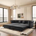 thumbnail image 1 of Chesterfield Sofa, 89 " W 3-In-1 Pull-Out Sofa Bed, Convertible Sleeper Sofa Bed, King Size Sofa Bed, Chaise Lounge, Velvet 3-Seater Sofa with Movable Ottoman, Tufted Design (Gray), 1 of 11