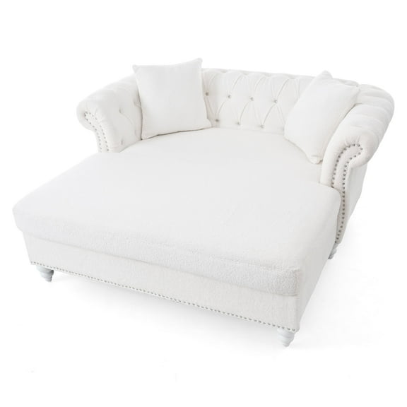 Chesterfield Sofa Chaise Lounge, Polyester Tufted Couch Loveseat With Nailhead Trim and Rolled Arms For Living Room Office Apartment