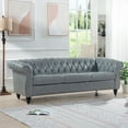 thumbnail image 1 of Chesterfield Sofa Faux Leather, PU Tufted 3 Seater Couch, Large Rolled Arm Sofa with Channel Tufted Seat Back for Living Room, Grey, 1 of 9
