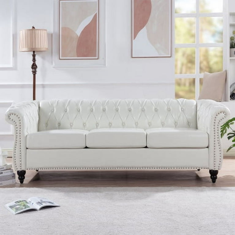 3 Seater Sofa Tufted Couch Faux Leather