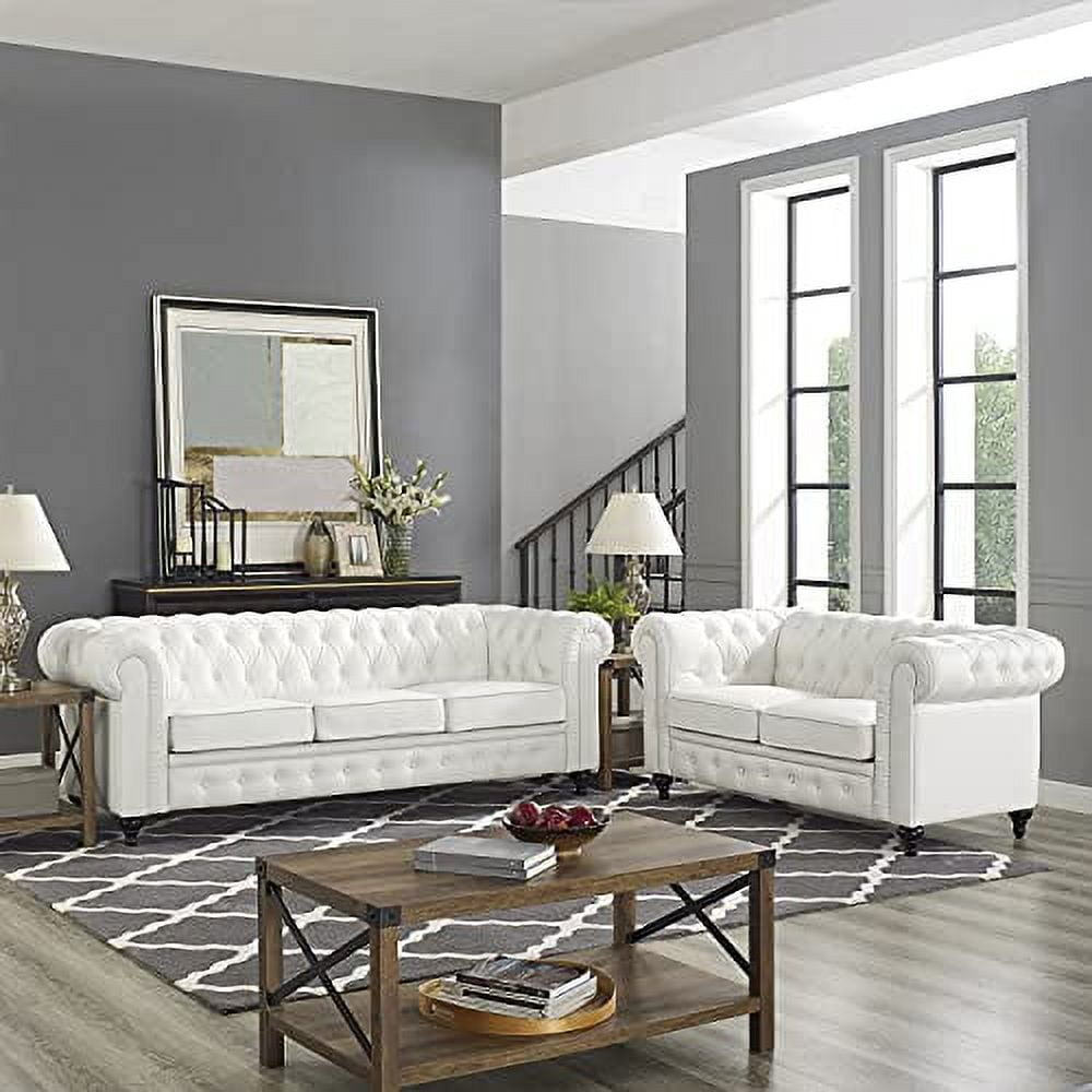 Chesterfield Sofa Set Color White