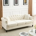 thumbnail image 1 of Chesterfield Upholstered Velvet Sofa, 3 Seater Button Tufted Couch with Nailhead Arms for Living Room Bedroom Office Apartment, 1 of 18