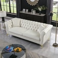 thumbnail image 1 of Chesterfield Velvet Sofa Button Tufted Couch With Scroll Arms and Gold Metal Legs For Living Room Office Apartment, 1 of 10